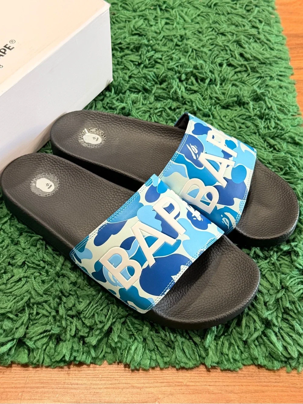 BAPE - Blue ABC Camo Logo Slides - Size 7M